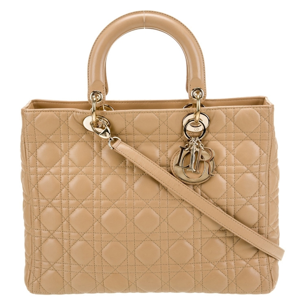 Christian Dior Lady Dior Bag – Latte Beige Lambskin – Gold Hardware
